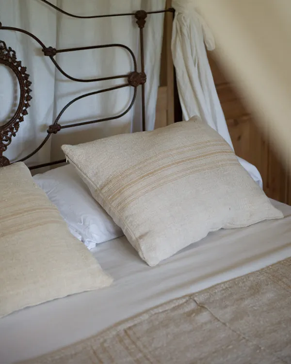 White & Brown Linen Pillow