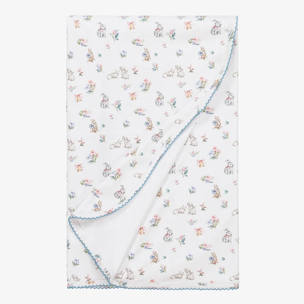 White & Blue Supima Muffin Blanket (81cm)