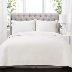 White Ava Diamond 3-pc. Oversized King Quilt Set