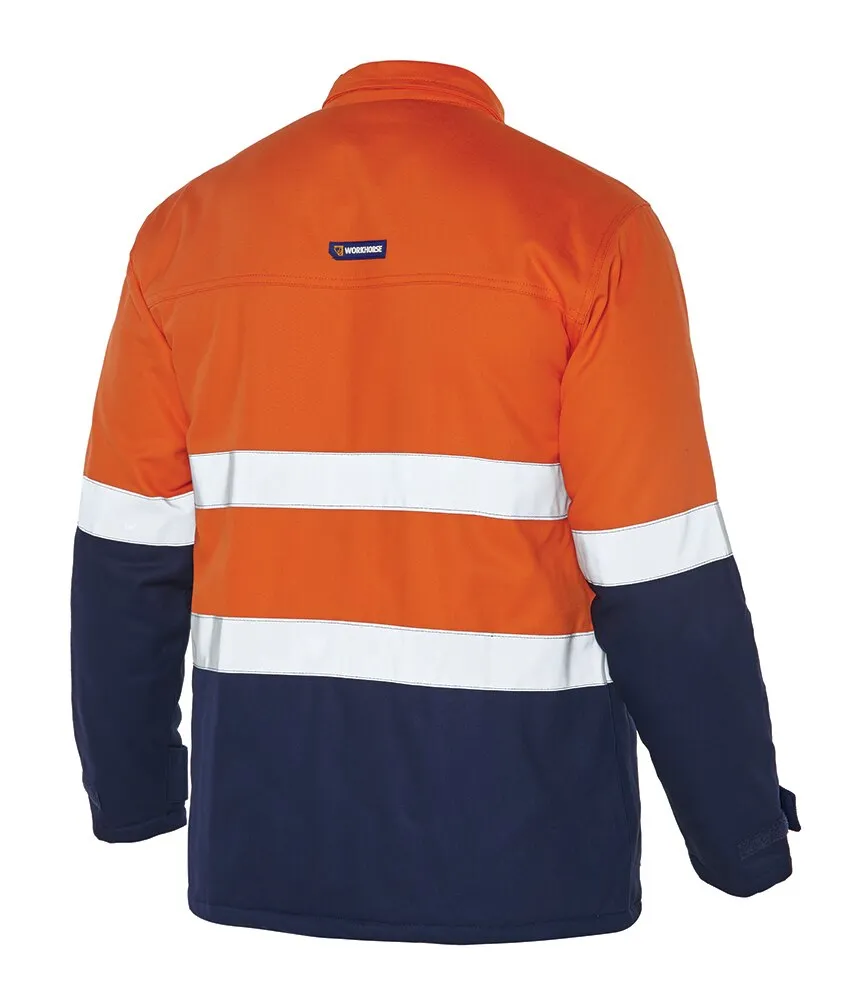 Workhorse MJA018 Men's Two-Tone High Visibility Drill Jacket - Cotton - Orange/Navy - XS