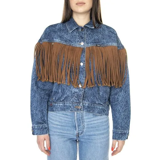 WRANGLER W' Cowboy Fringe Jacket Acid Stone Blue