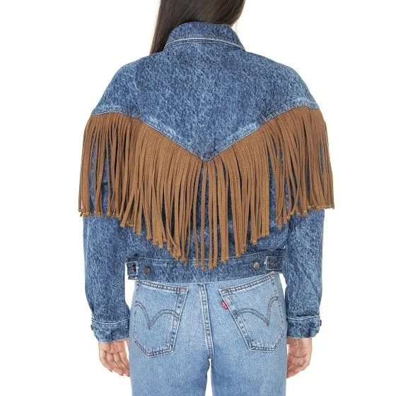 WRANGLER W' Cowboy Fringe Jacket Acid Stone Blue