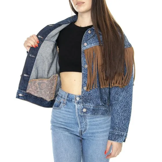 WRANGLER W' Cowboy Fringe Jacket Acid Stone Blue