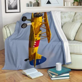 Yellow Biplane Airplane Premium Blanket