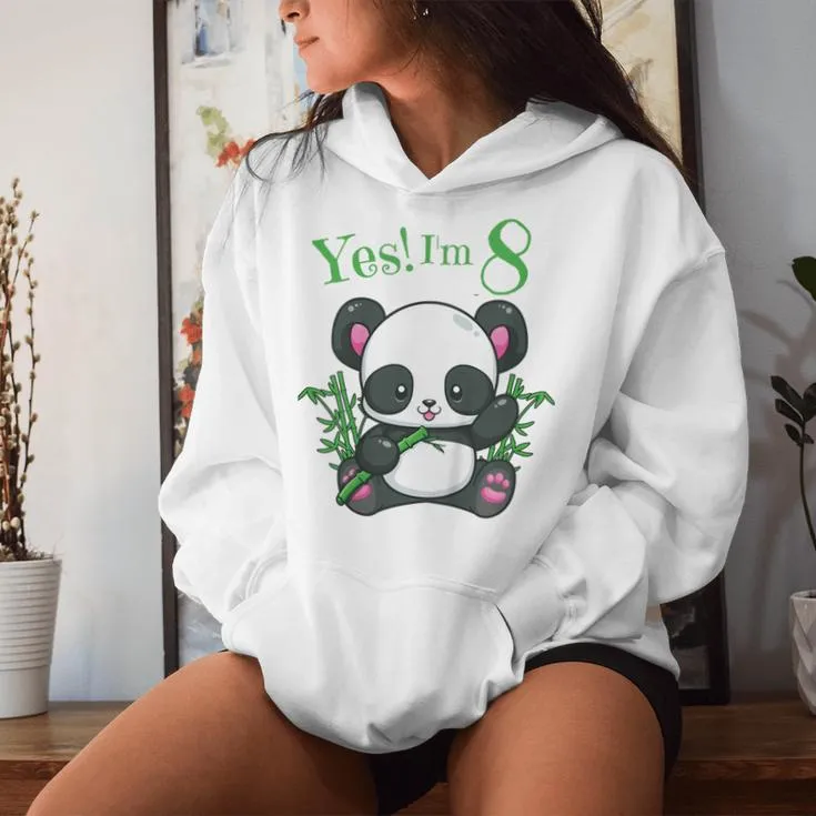 Youth Panda 8Th Birthday T Girls Birthday Outfit Age 8 Women Hoodie