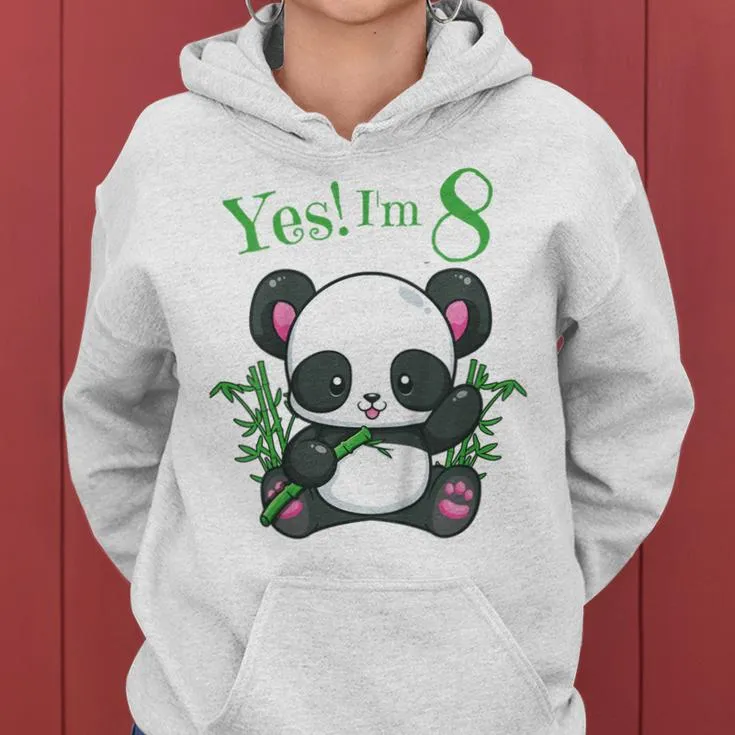 Youth Panda 8Th Birthday T Girls Birthday Outfit Age 8 Women Hoodie