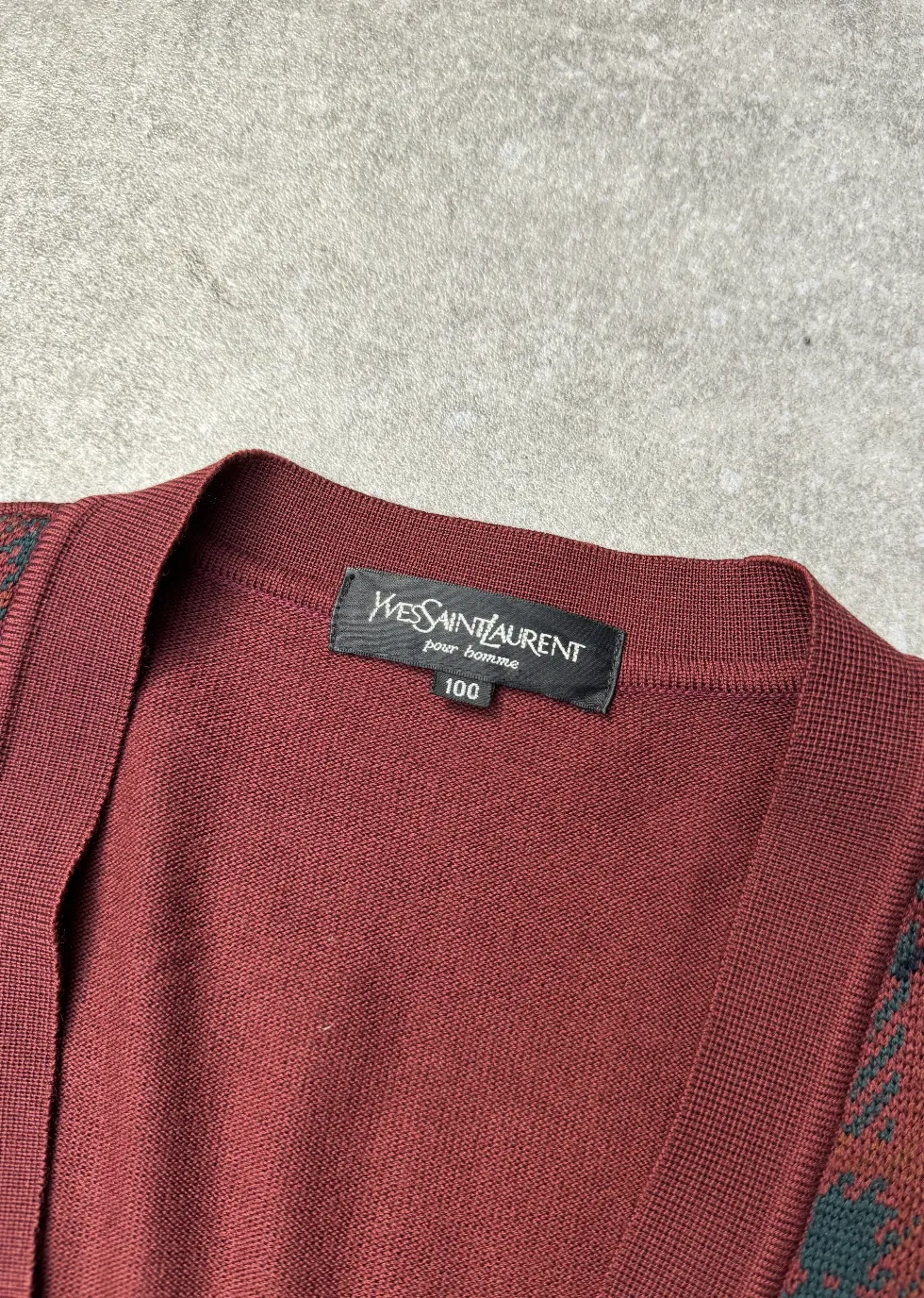 Yves Saint Laurent Logo Embroidered Plaid Wool Blend Cardigan