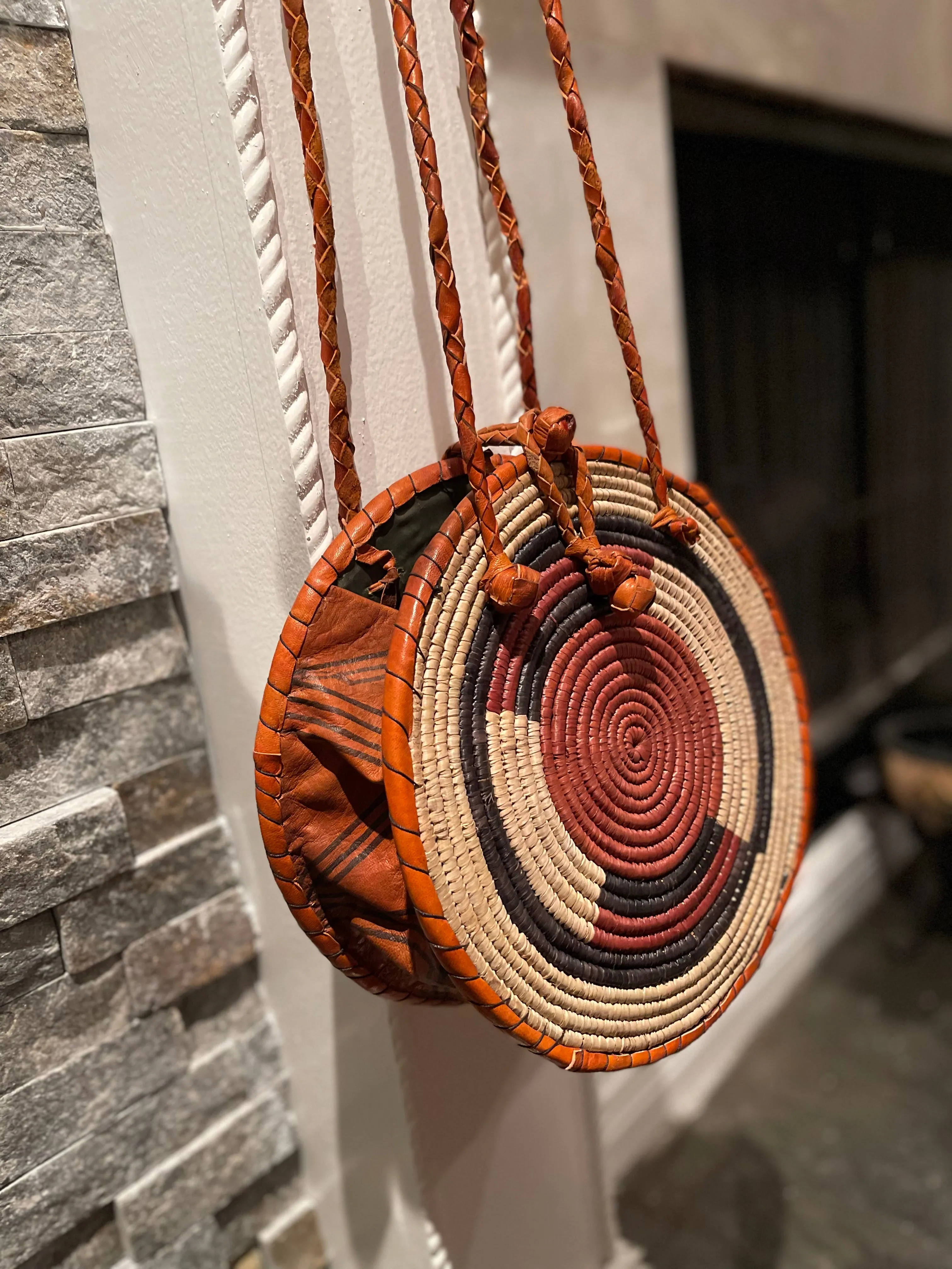 Zarai  shoulder Basket Bag with Leather