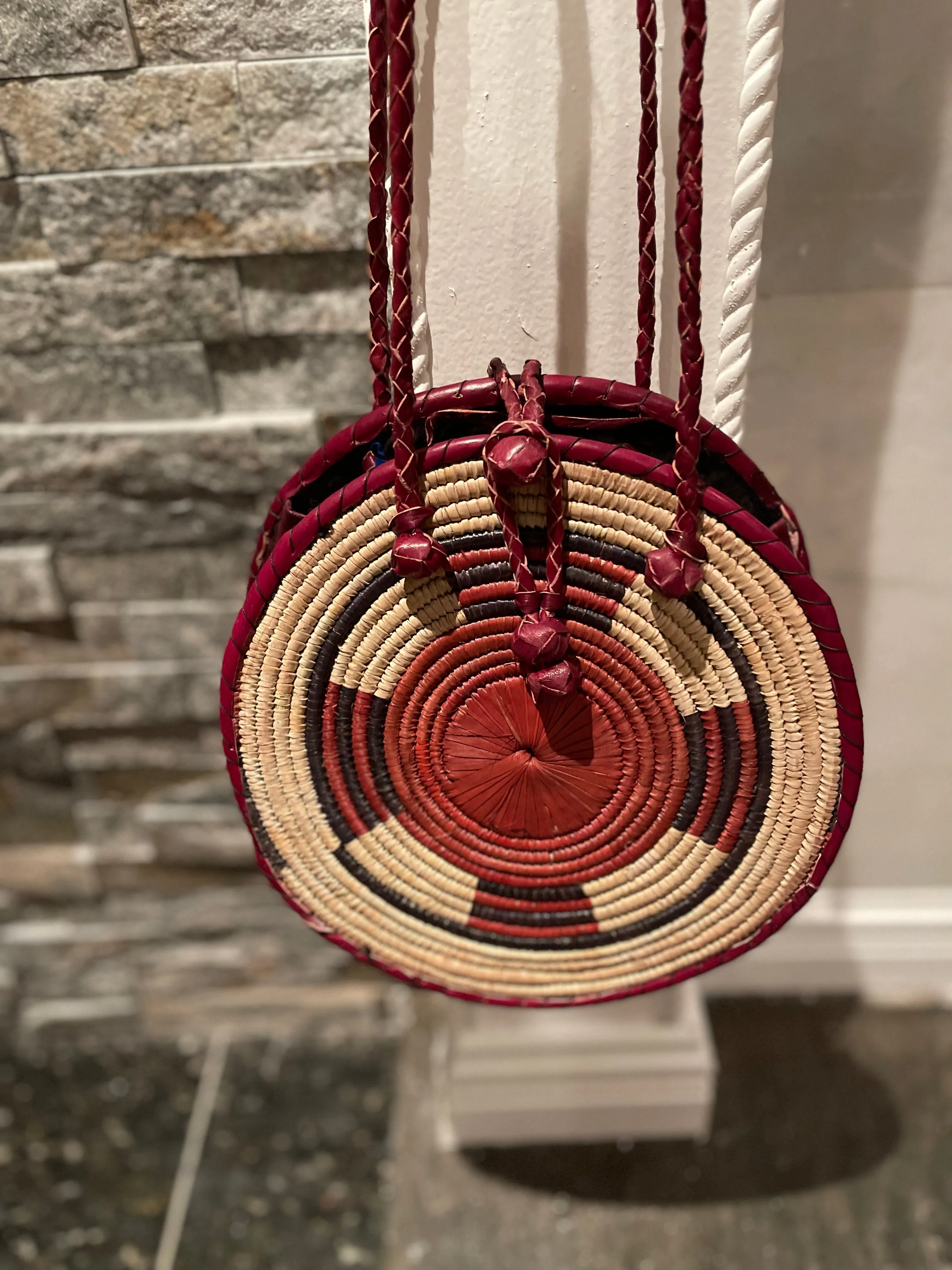 Zarai  shoulder Basket Bag with Leather