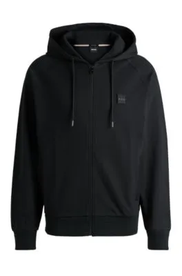 Zip-up hoodie with logo badge